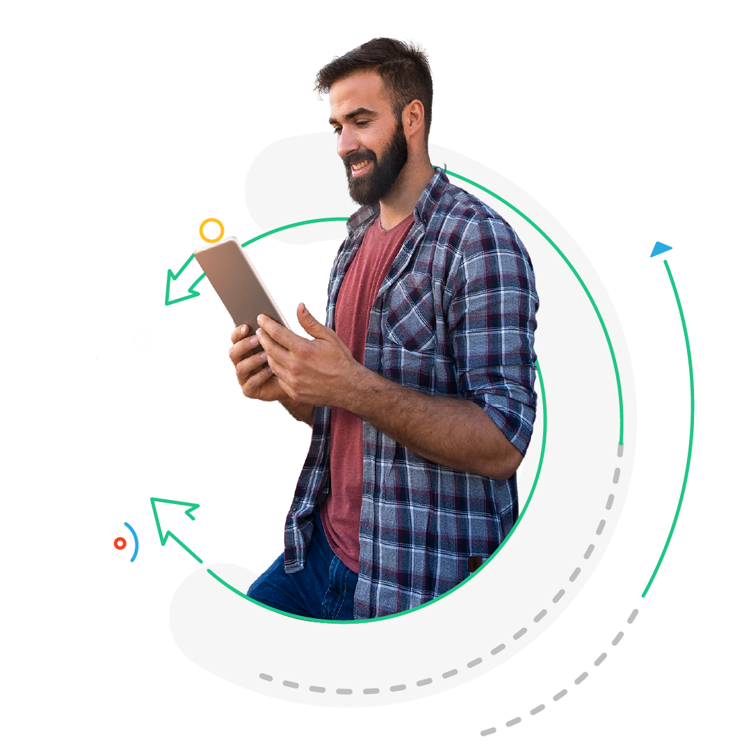 Person mobile tablet Eureka